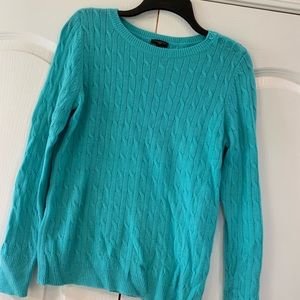 Talbots aqua cable knit sweater